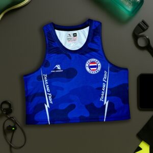 เสื้อวิ่งคร๊อป ออกกำลังกาย เสื้อลำลอง อิลิส รุ่น thailandFight สีมิดไนท์บลู