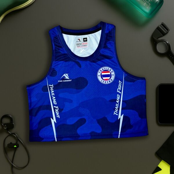 เสื้อวิ่งคร๊อป ออกกำลังกาย เสื้อลำลอง อิลิส รุ่น thailandFight สีมิดไนท์บลู