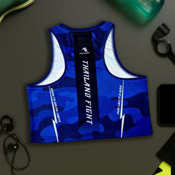 เสื้อวิ่งคร๊อป ออกกำลังกาย เสื้อลำลอง อิลิส รุ่น thailandFight สีมิดไนท์บลู - Image 2
