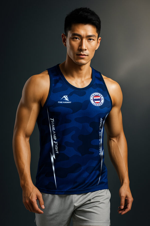 เสื้อวิ่ง ออกกำลังกาย เสื้อลำลอง อิลิส รุ่น thailandFight สีมิดไนท์บลู - Image 2