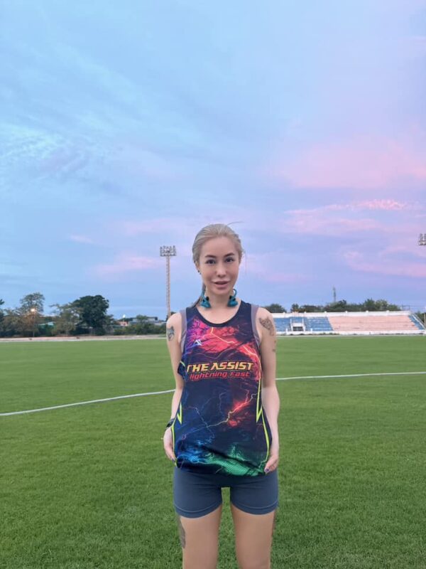 เสื้อวิ่ง เสื้อกล้าม ออกกำลังกาย รุ่น theassist TA202 Lightning Fast
